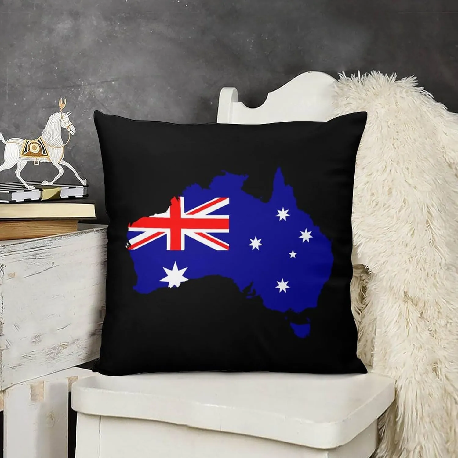 Australia Flag Map Plush Pillow Cases Soft Pillow Covers Smooth Cushion Covers for Sofa Bed Set of 4 16 "x16