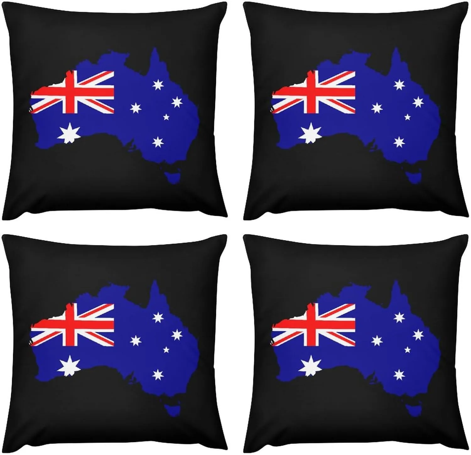 Australia Flag Map Plush Pillow Cases Soft Pillow Covers Smooth Cushion Covers for Sofa Bed Set of 4 16 "x16