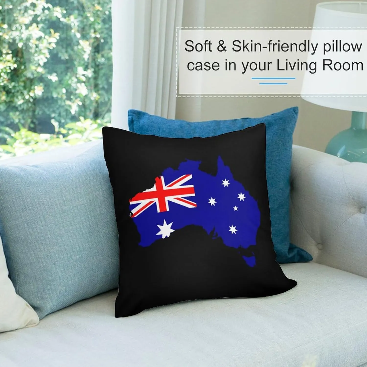 Australia Flag Map Plush Pillow Cases Soft Pillow Covers Smooth Cushion Covers for Sofa Bed Set of 4 16 "x16