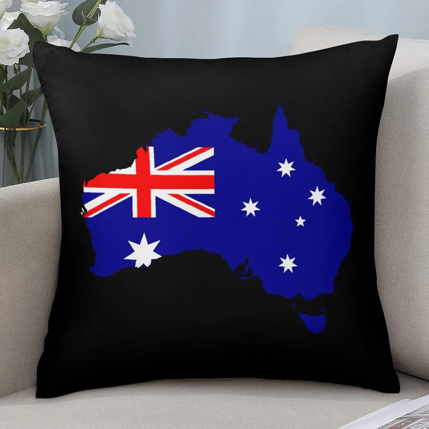 Australia Flag Map Polyester Pillow Cases Soft Pillow Covers Smooth Cushion Covers for Sofa Bed Set of 4