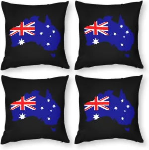 Australia Flag Map Polyester Pillow Cases Soft Pillow Covers Smooth Cushion Covers for Sofa Bed Set of 4