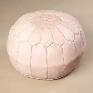 Authentic Moroccan Leather Pouf - Nude