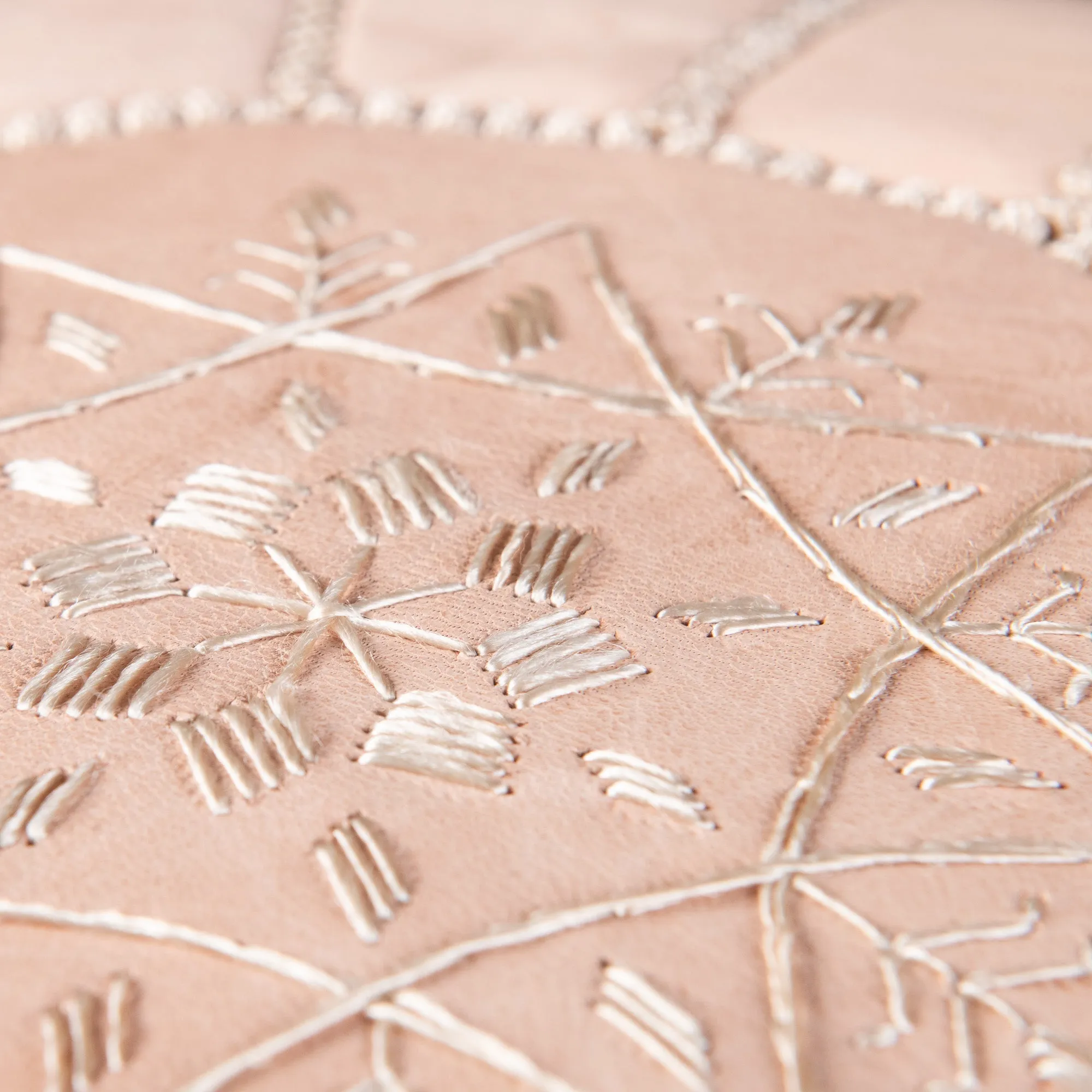 Authentic Moroccan Leather Pouf - Nude