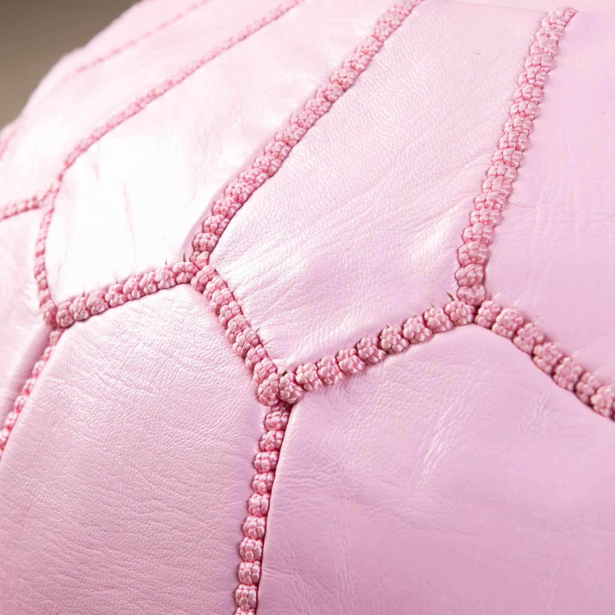 Authentic Moroccan Leather Pouf - Pink