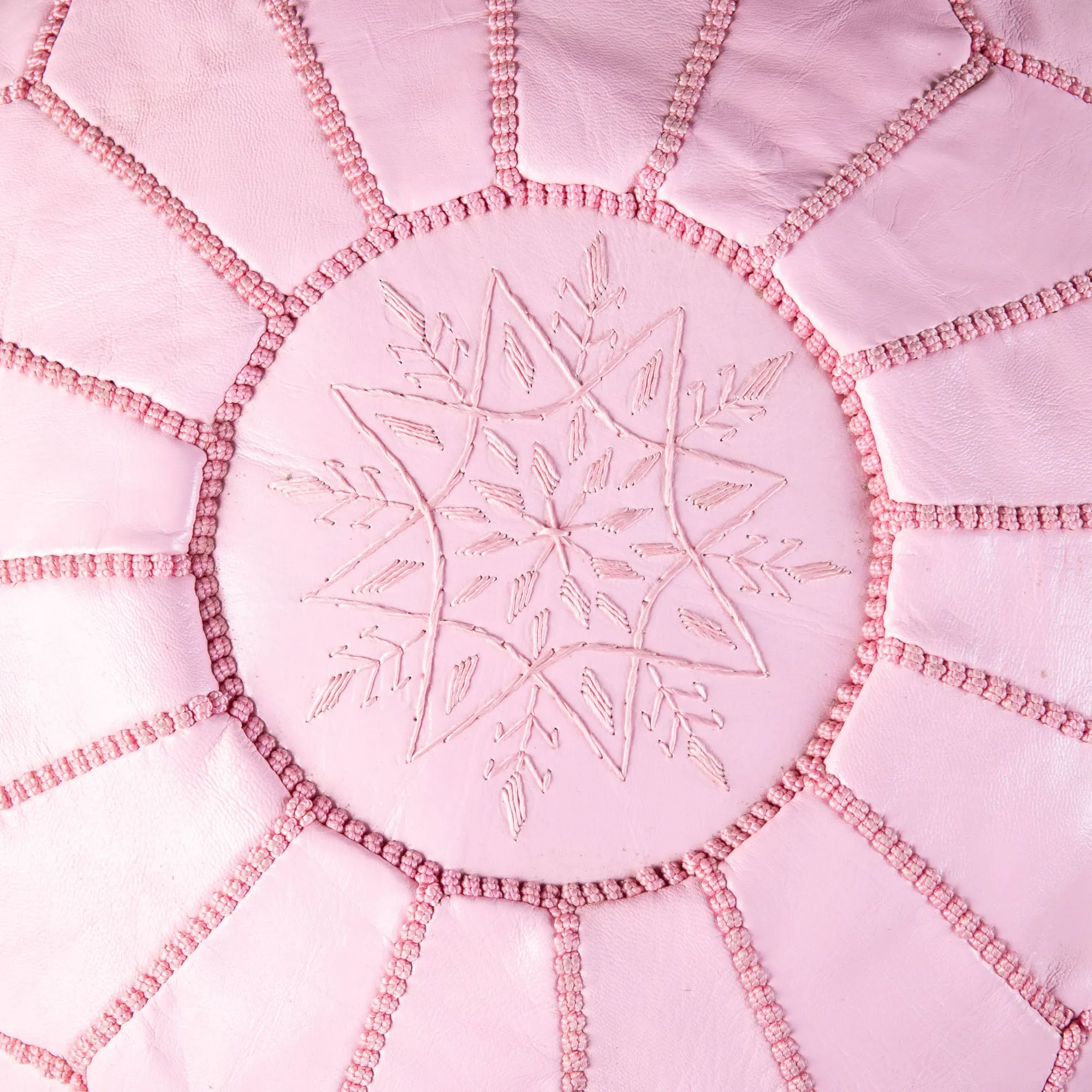 Authentic Moroccan Leather Pouf - Pink