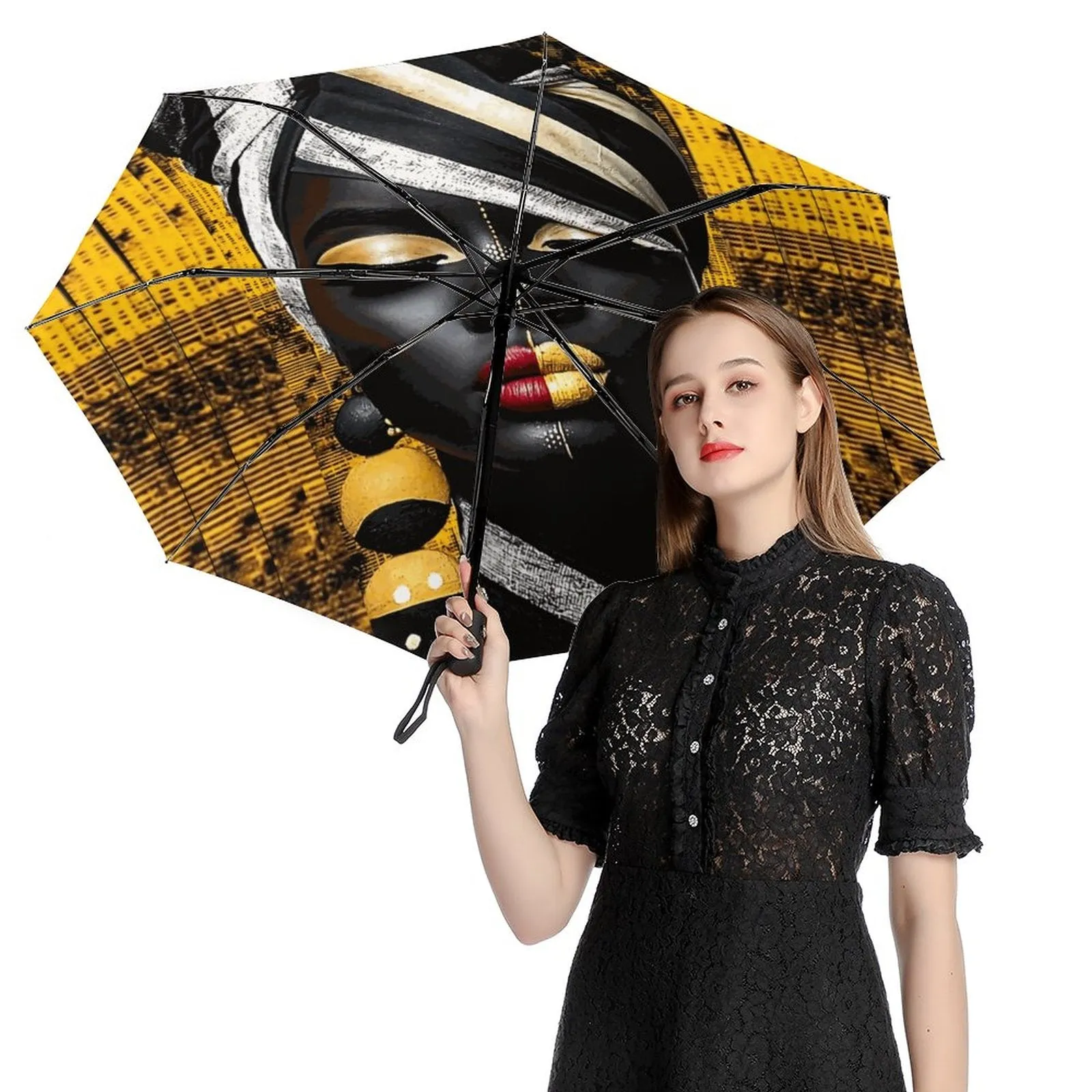 Automatic Umbrella with Hearts Print Inside Pattern ZYS06-8K