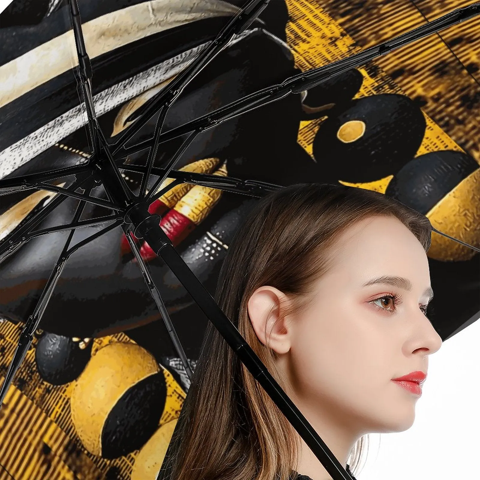 Automatic Umbrella with Hearts Print Inside Pattern ZYS06-8K