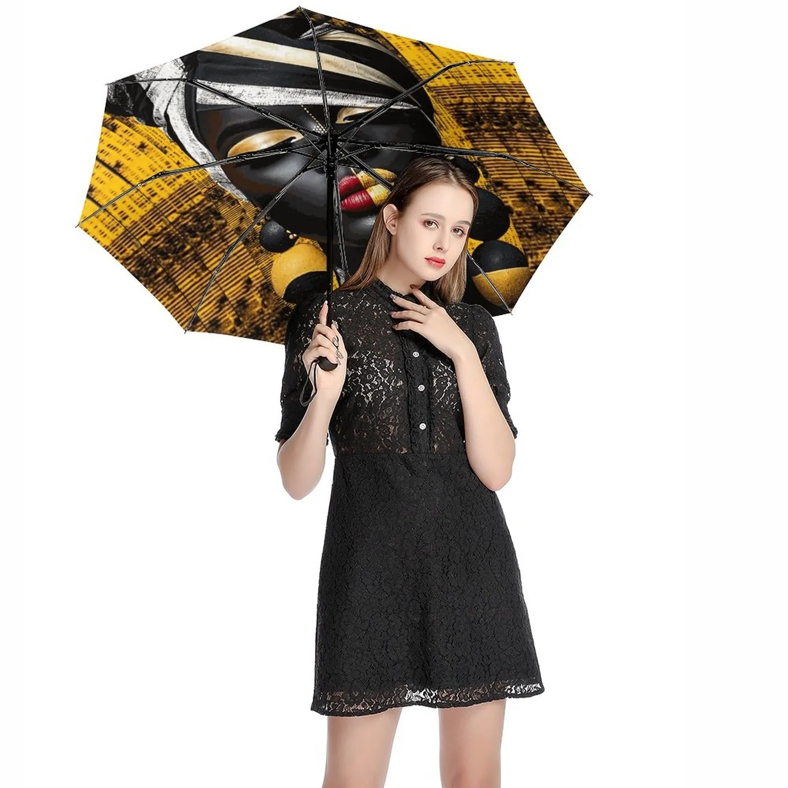 Automatic Umbrella with Hearts Print Inside Pattern ZYS06-8K