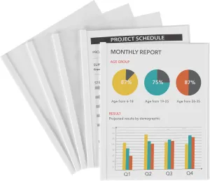 Avery Clear Report Covers with Sliding Bars, White Binding Bars, Holds up to 20 Sheets, 50 Report Covers (47710)