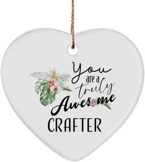 Awesome Crafter Heart Ornament for Christmas Tree Birthday Merry Xmas Gifts for Leather Jewelry Woodcrater Lenscrafter Manager Party Decoration New Year