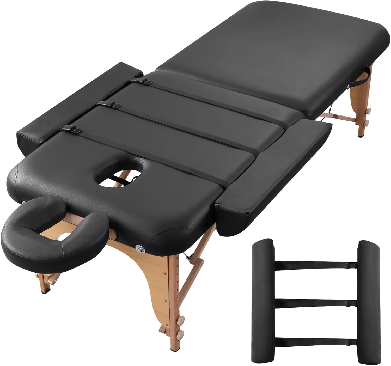 BALAPET Side Armrest Extension Cushion Pillow Set, Universal Side Armrest Bolster Massage Table Extension, Massage Table Arm Rest Pillow for Arm Support, Extended Width for Your Massage Bed(Black)