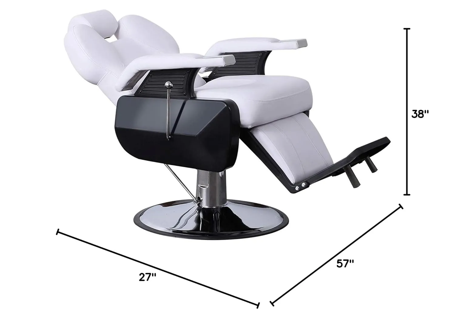 BarberPub Heavy Duty Reclining Barber Chair, All Purpose Hydraulic Salon Chairs for Hair Stylist, Barbershop Salon Tattoo 2688 (White)