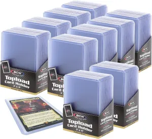 BCW 3x4 Topload Card Holder - Premium 20PT Thickness | 10 Packs (250 Total) | Quality Rigid PVC Protector for Standard Size Trading Cards