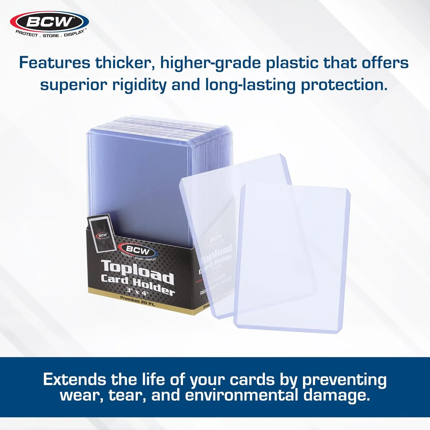 BCW 3x4 Topload Card Holder - Premium 20PT Thickness | 4 Pack (100 Total) | Quality Rigid PVC Protector for Standard Size Trading Cards | Card Holders for Sports Cards, MTG, Pokemon, and More