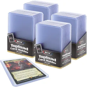 BCW 3x4 Topload Card Holder - Premium 20PT Thickness | 4 Pack (100 Total) | Quality Rigid PVC Protector for Standard Size Trading Cards | Card Holders for Sports Cards, MTG, Pokemon, and More