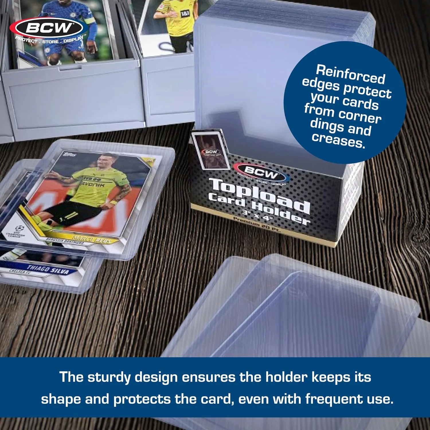 BCW 3x4 Topload Card Holder - Premium 20PT Thickness | 4 Pack (100 Total) | Quality Rigid PVC Protector for Standard Size Trading Cards | Card Holders for Sports Cards, MTG, Pokemon, and More