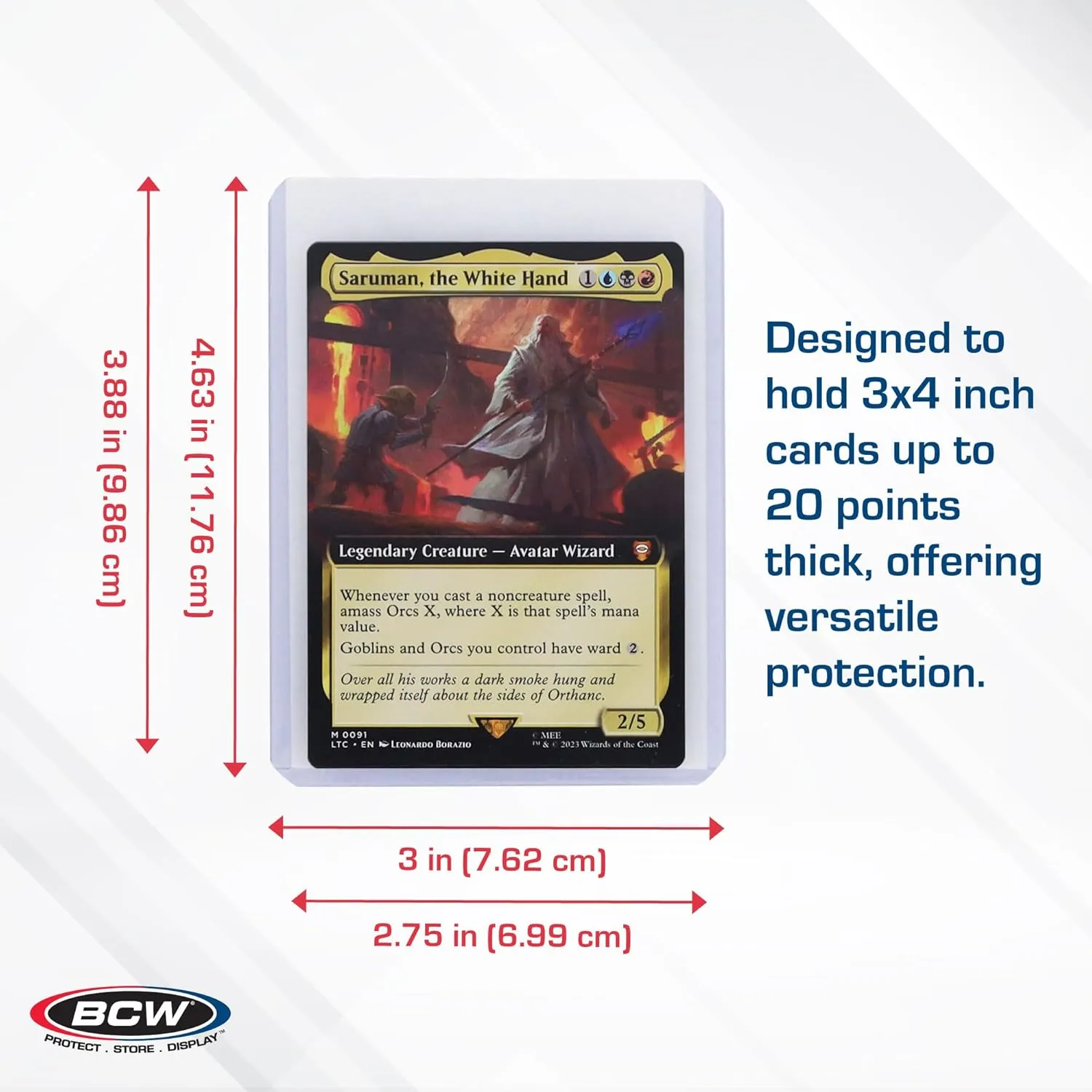 BCW 3x4 Topload Card Holder - Premium 20PT Thickness | 4 Pack (100 Total) | Quality Rigid PVC Protector for Standard Size Trading Cards | Card Holders for Sports Cards, MTG, Pokemon, and More
