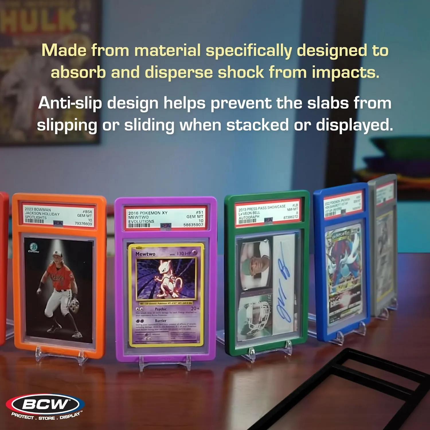 BCW Graded Card Slab Bumpers - Orange | TPE Edge Protectors for PSA Slabs (2017–Current) | Secure Fit & Easy Grip | Pack of 6 Bumpers for PSA-Graded Card Cases | Collector-Grade Protection