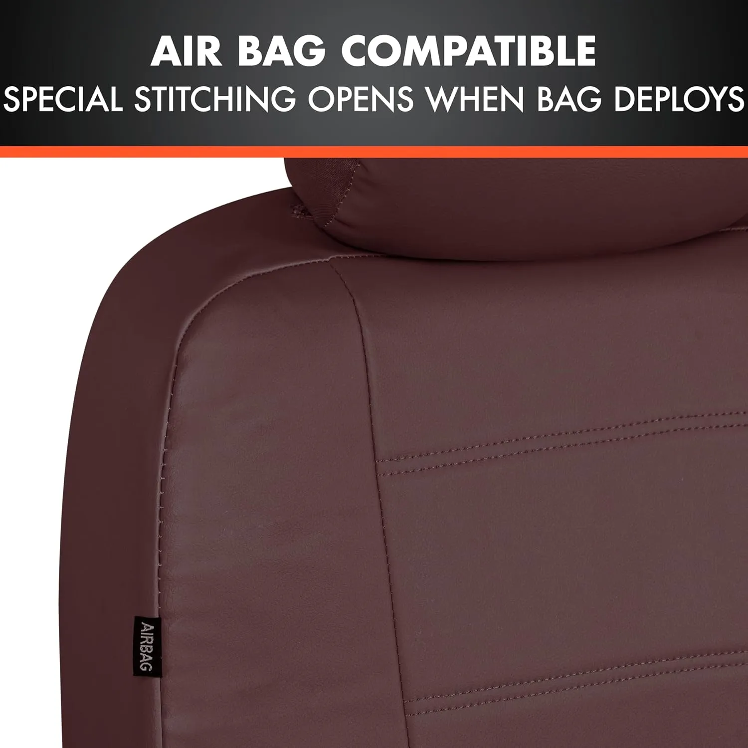 BDK 9-Piece Burgundy Leather Car Seat Cover Full Set, Front Seat Cover and Rear Bench Seat Cover Universal Fit Car Seat Covers for Cars Trucks SUVs Vans, Complete Full Coverage Protection For Vehicles
