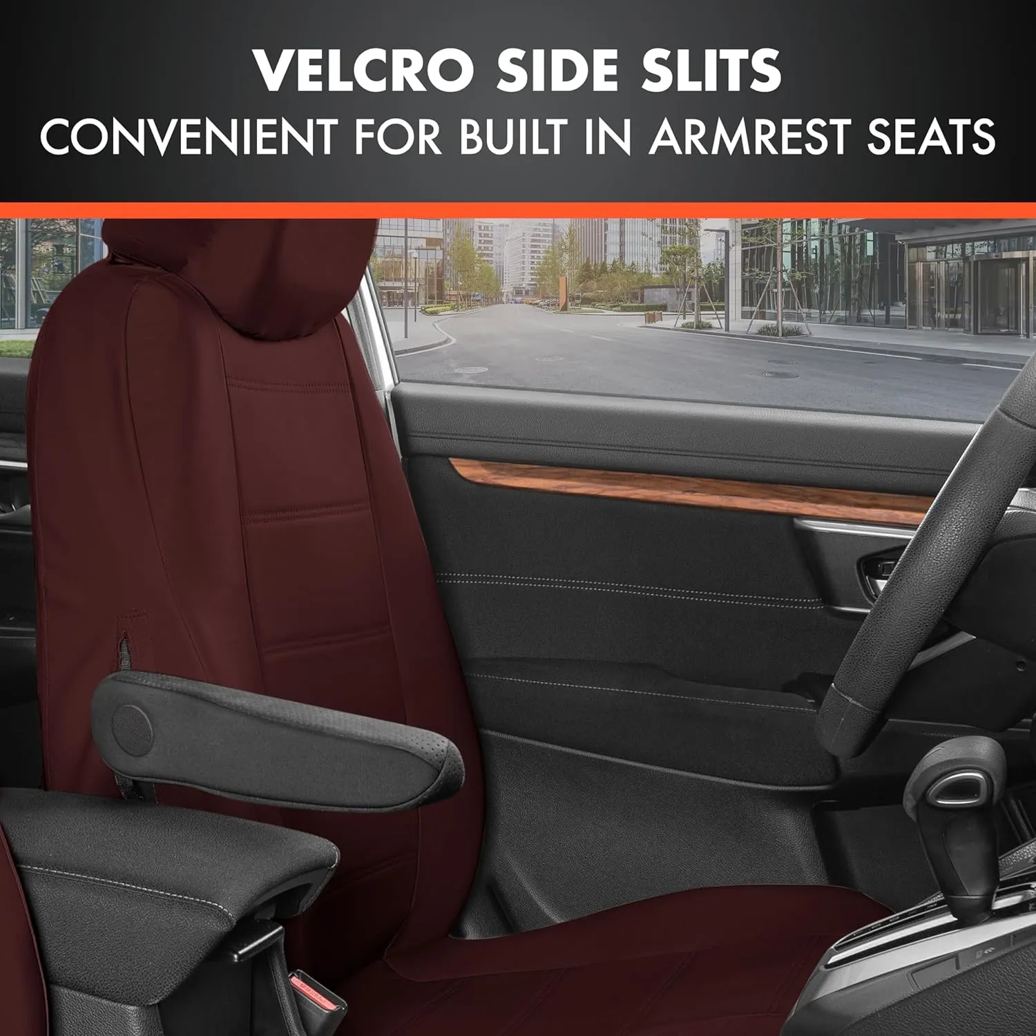 BDK 9-Piece Burgundy Leather Car Seat Cover Full Set, Front Seat Cover and Rear Bench Seat Cover Universal Fit Car Seat Covers for Cars Trucks SUVs Vans, Complete Full Coverage Protection For Vehicles