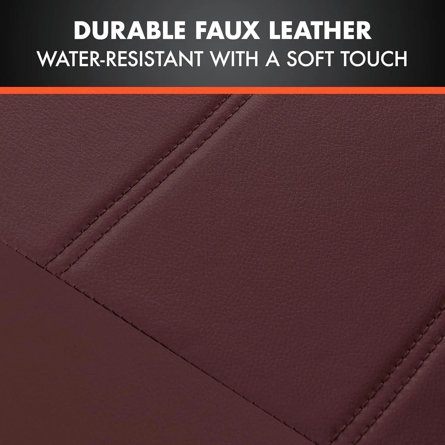 BDK 9-Piece Burgundy Leather Car Seat Cover Full Set, Front Seat Cover and Rear Bench Seat Cover Universal Fit Car Seat Covers for Cars Trucks SUVs Vans, Complete Full Coverage Protection For Vehicles