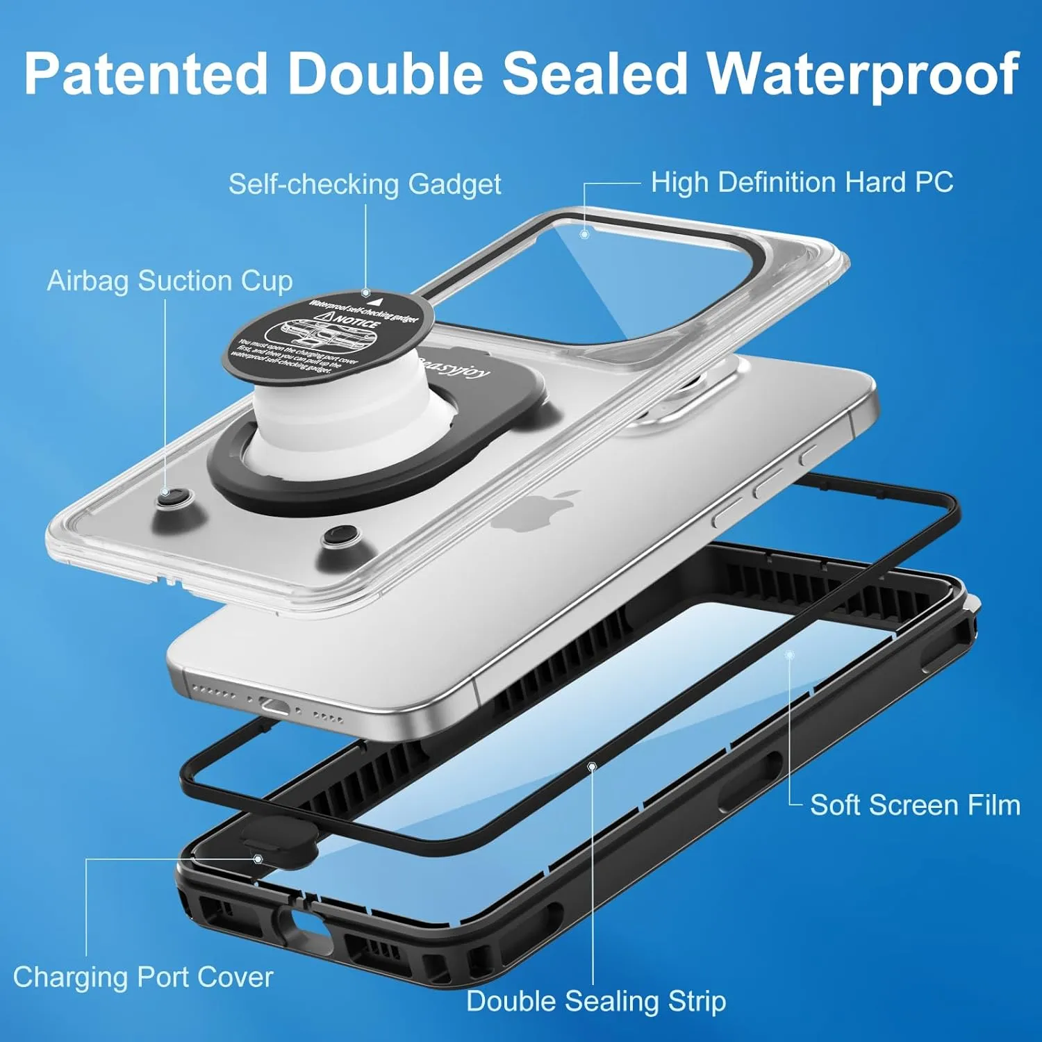 Beasyjoy Waterproof Phone Case, Underwater Phone Case for Snorkeling, Universal IPX8 Diving Case with Lanyard Up to 6.9" for iPhone 16/15/14/13/12 Pro Max, Samsung S24/S23/S22/Google/Moto - Black