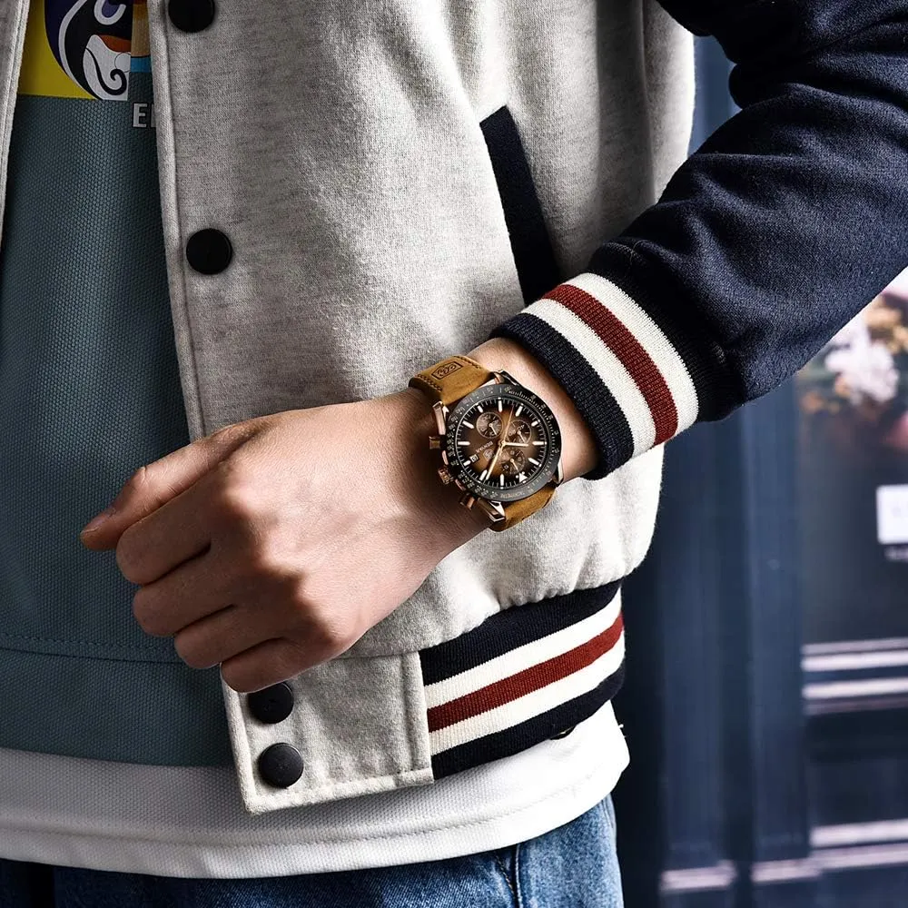 BENYAR - Stylish Wrist Watch for Men Silicone Strap Watches Quartz Movement, Waterproof and Scratch Resistant, Analog Chronograph Business Watch Mens Gift