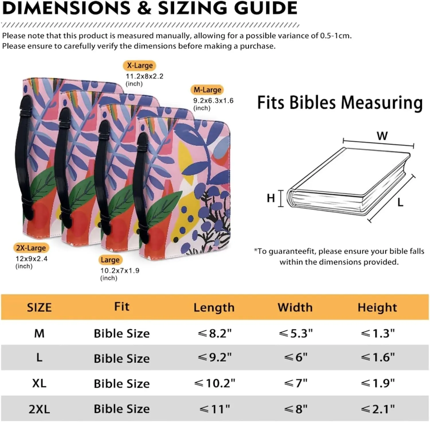 Bible Cases for Women Bible Covers for Women Christian Print PU Bible Bag Handheld Zipper Bible Case Church Bag