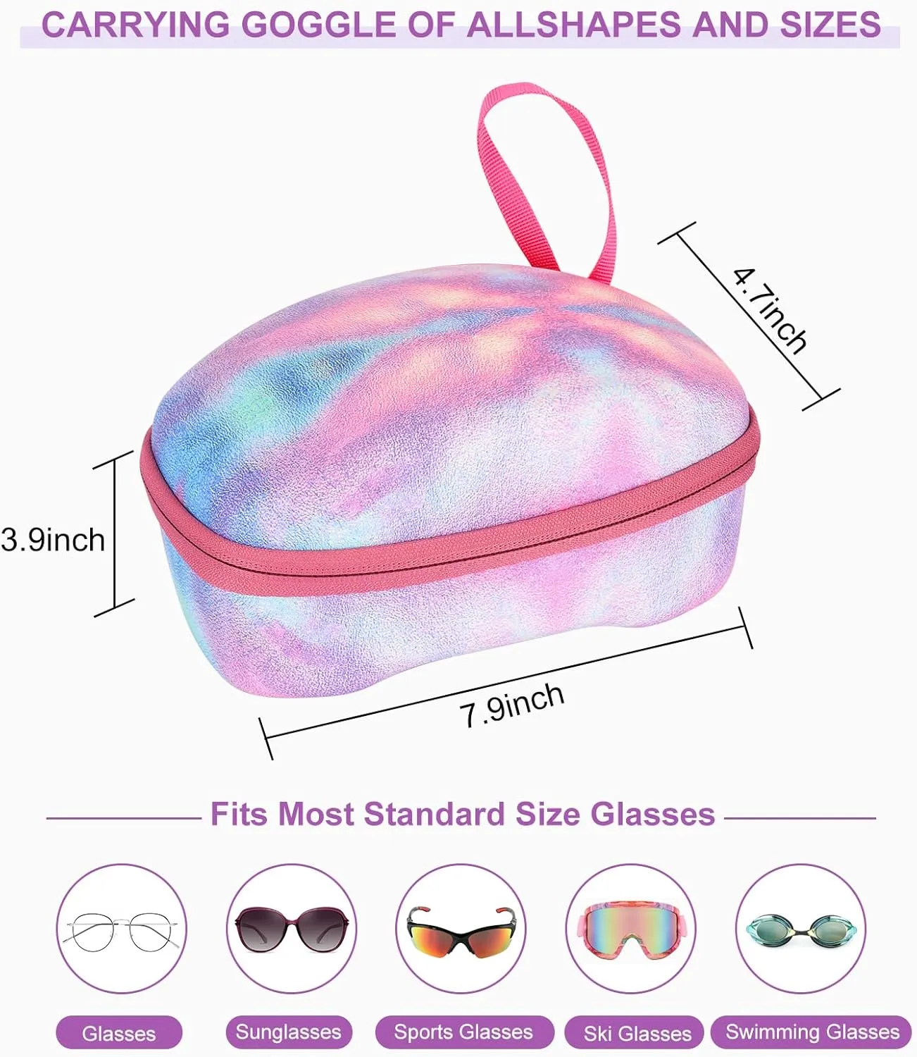 Big Large Sports Glasses Case, Hard Ski Snowboard Goggle Box, Waterproof Shockproof Bag for Snowboard Goggles