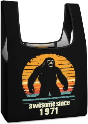 Bigfoot Sasquatch Birthday Novelty Reusable Grocery Bag Fold-able Shopping Bags Washable Tote Lightweight Storage Pouch with Handle