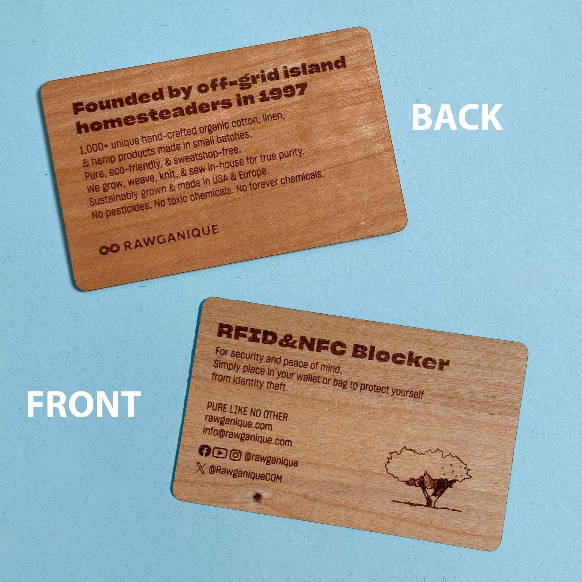 Bio RFID Blocker Card (100% Real Wood with Embedded RFID-Blocking Chip) (Protects Against Identity Theft/Stolen Info)