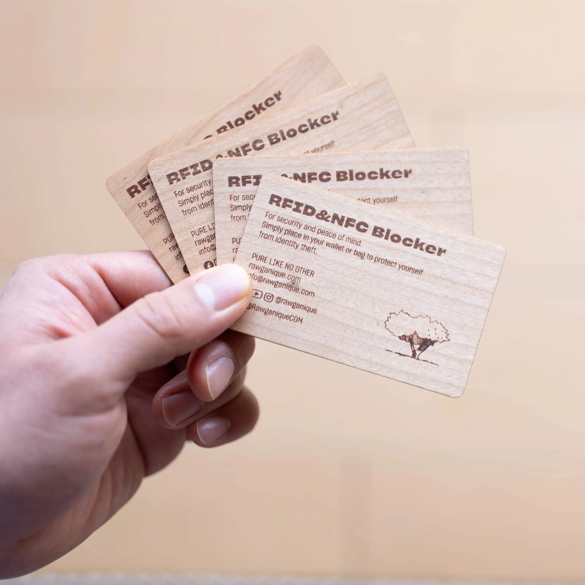 Bio RFID Blocker Card (100% Real Wood with Embedded RFID-Blocking Chip) (Protects Against Identity Theft/Stolen Info)