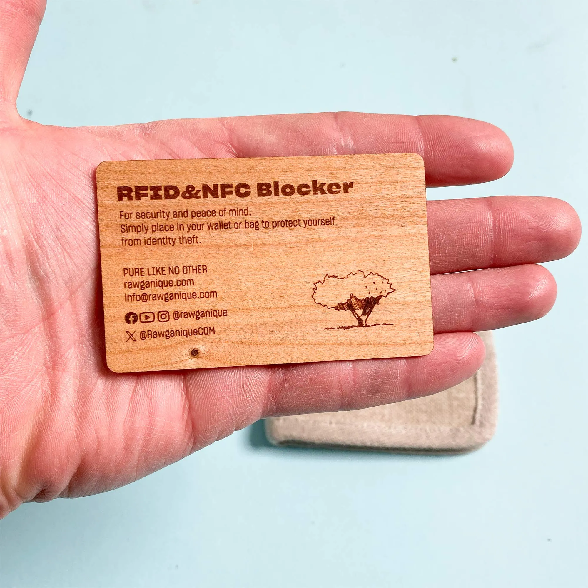 Bio RFID Blocker Card (100% Real Wood with Embedded RFID-Blocking Chip) (Protects Against Identity Theft/Stolen Info)