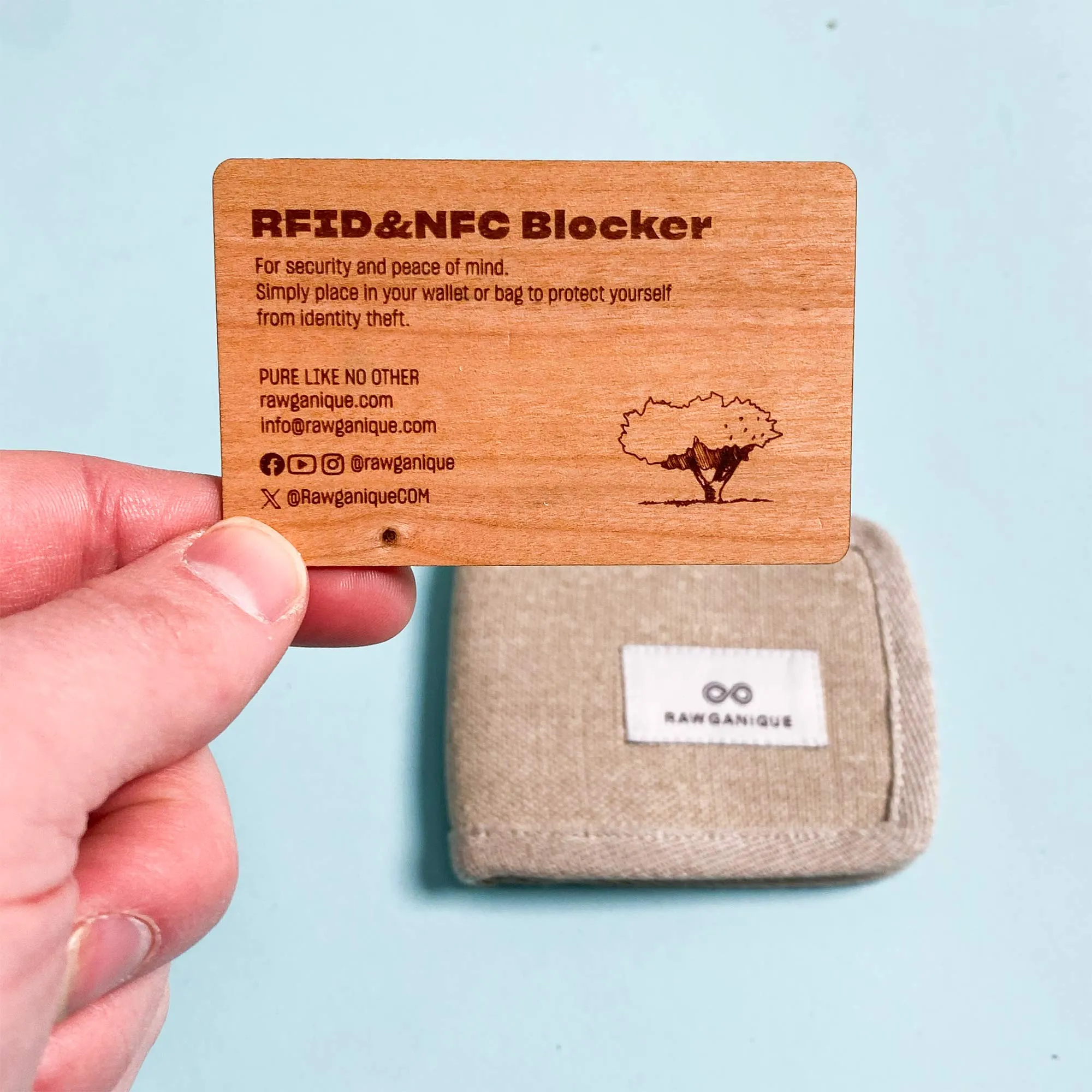 Bio RFID Blocker Card (100% Real Wood with Embedded RFID-Blocking Chip) (Protects Against Identity Theft/Stolen Info)