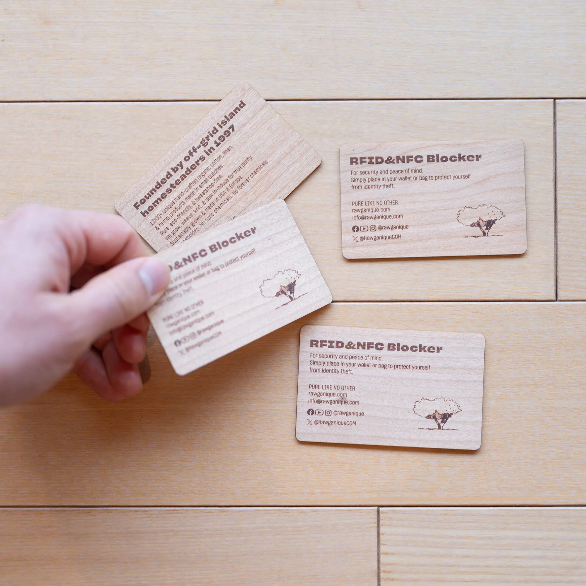 Bio RFID Blocker Card (100% Real Wood with Embedded RFID-Blocking Chip) (Protects Against Identity Theft/Stolen Info)