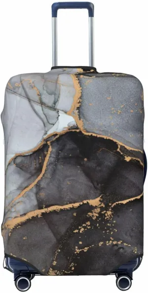 Black Gold Gray Marble Luggage Suitcase Covers Elastic Washable Luggage Protector Travel Suitcase Protective Cover For Kid And Adult, S (Fit 18-21 Inch Luggage)