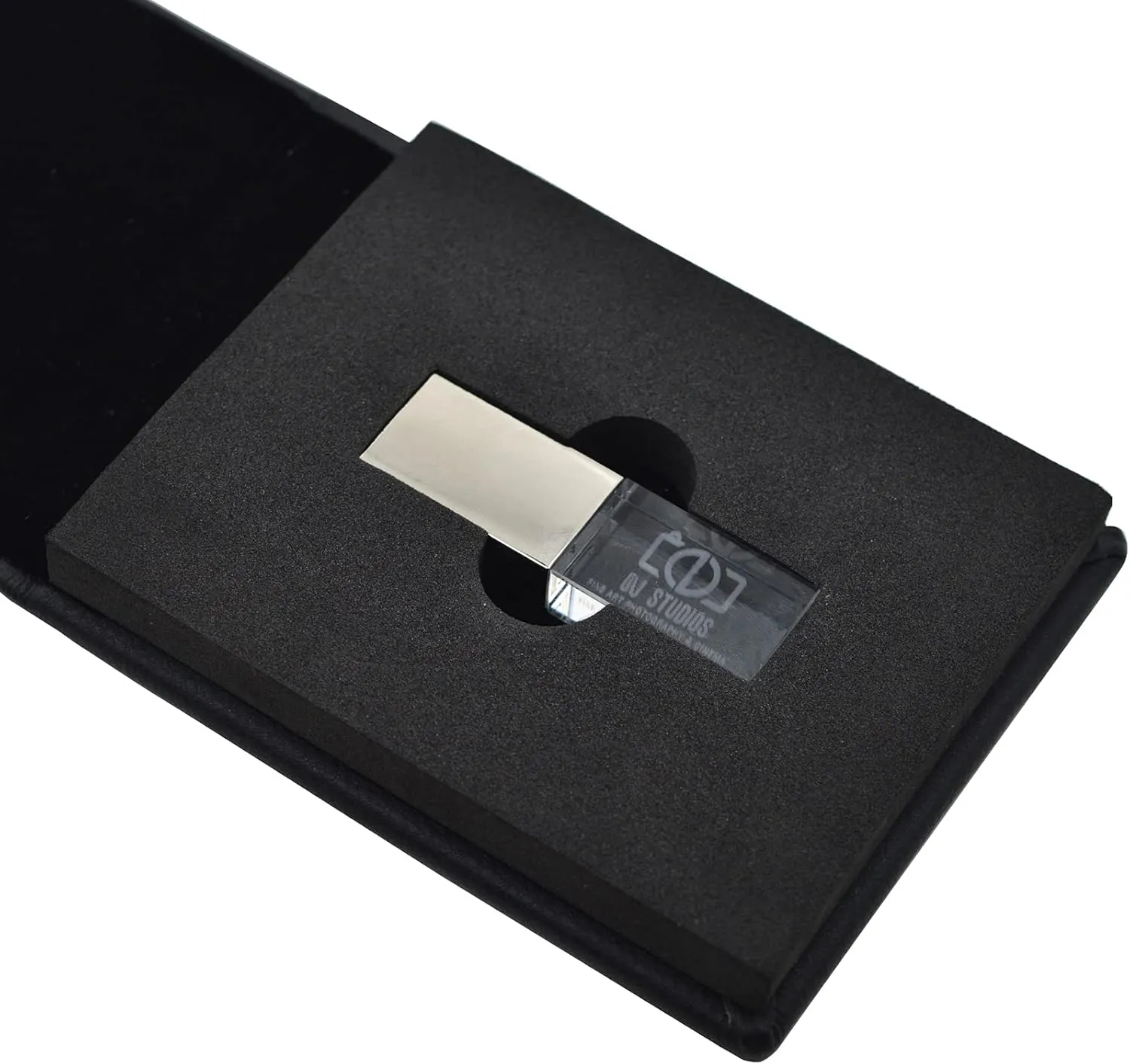 Black Leather Flash Drive case with Personalized LOGO for Wedding Photographer Client Gift, USB Case packing (10 pcs with Logo Imprint)