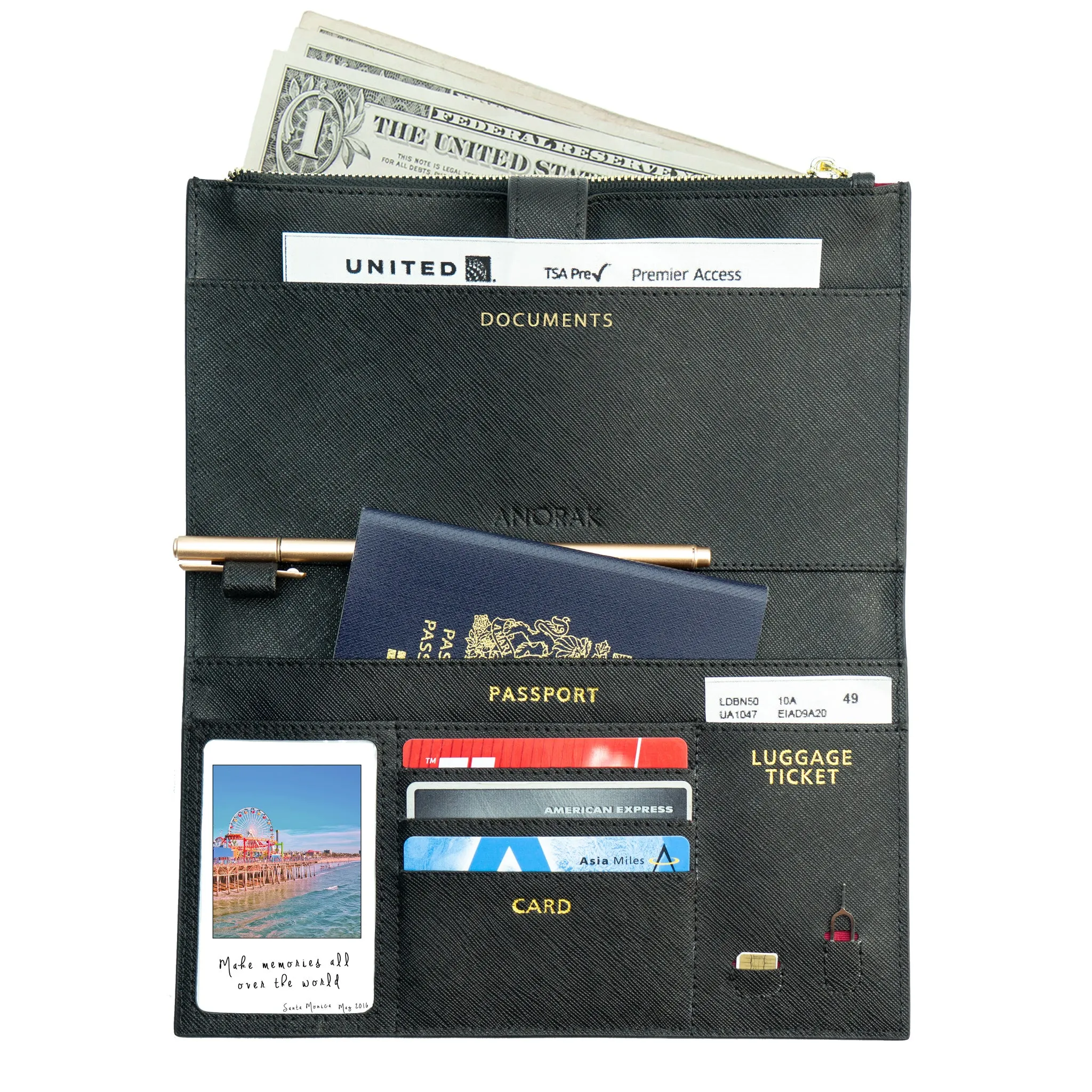 Black Travel Wallet with RFID Protection