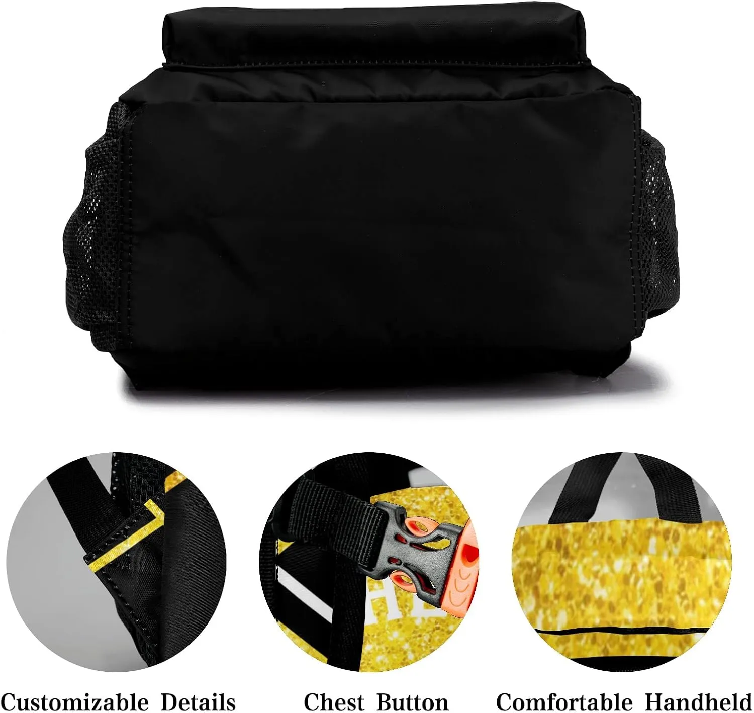 Bling Yellow Waterproof Cheer Cheerleaders Backpack Bookbag with Name for Birthday Holiday Gift