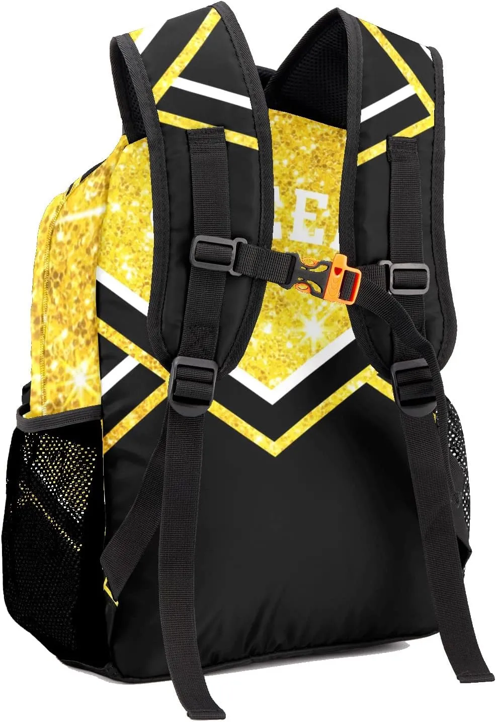 Bling Yellow Waterproof Cheer Cheerleaders Backpack Bookbag with Name for Birthday Holiday Gift