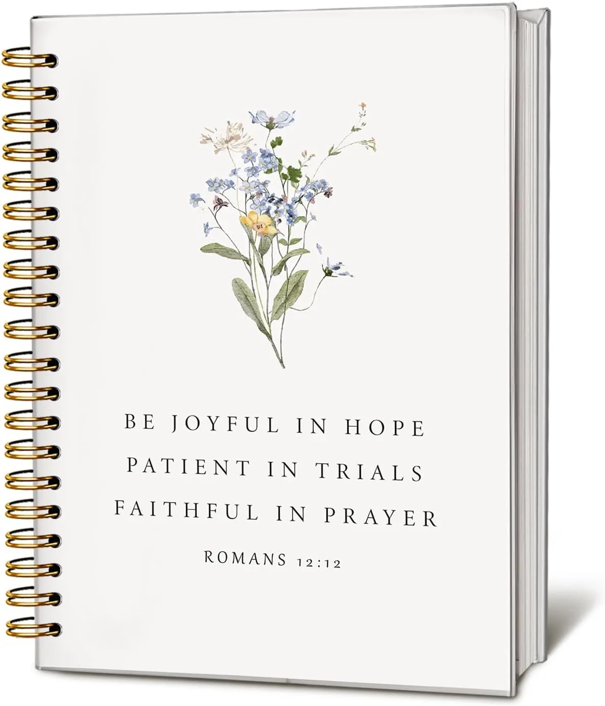 Boho Floral Christian Notebook, Romans 12:12 Christian Journal for Women, Bible Journal Notebook, Church Notes Notebook, Prayer Journal, Hardcover Spiral Notebook Journal 5.5x8.3 Inch