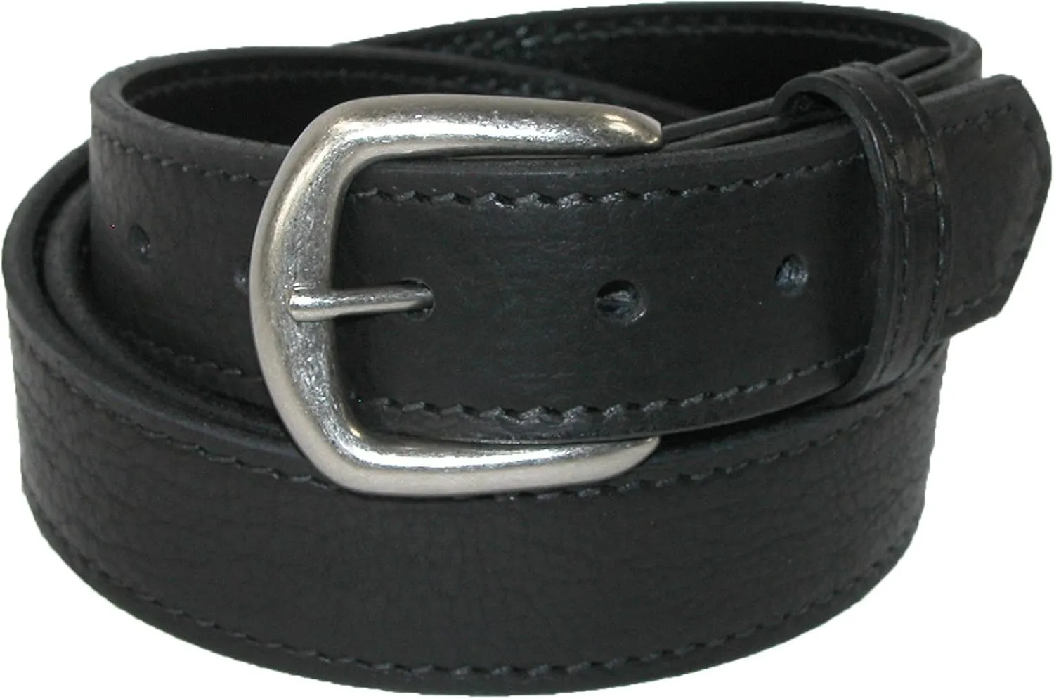 Boston Leather Men's Big & Tall Bison Leather Belt with Removable Buckle, 56, Black