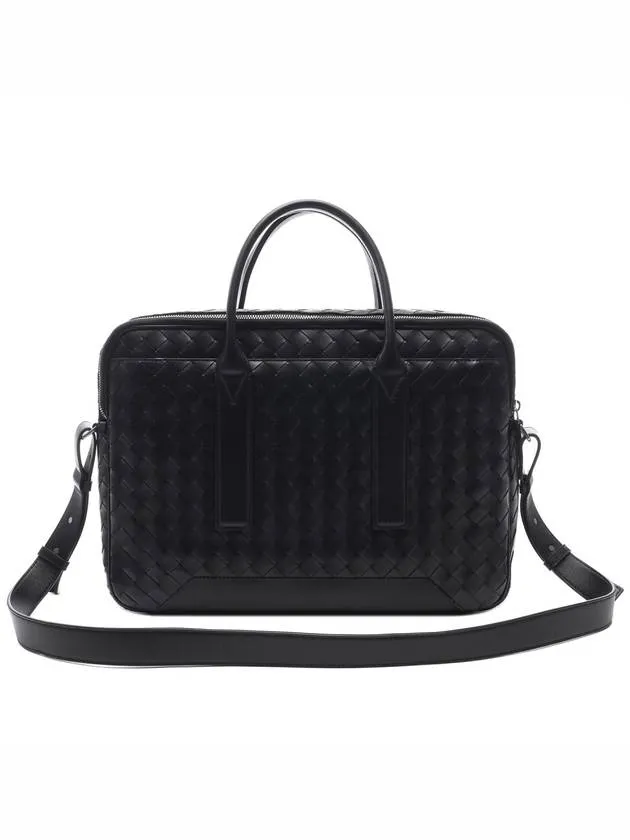 Bottega Veneta Getaway Leather Brief Case Black