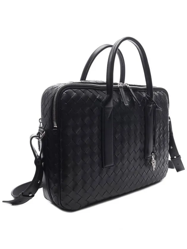 Bottega Veneta Getaway Leather Brief Case Black