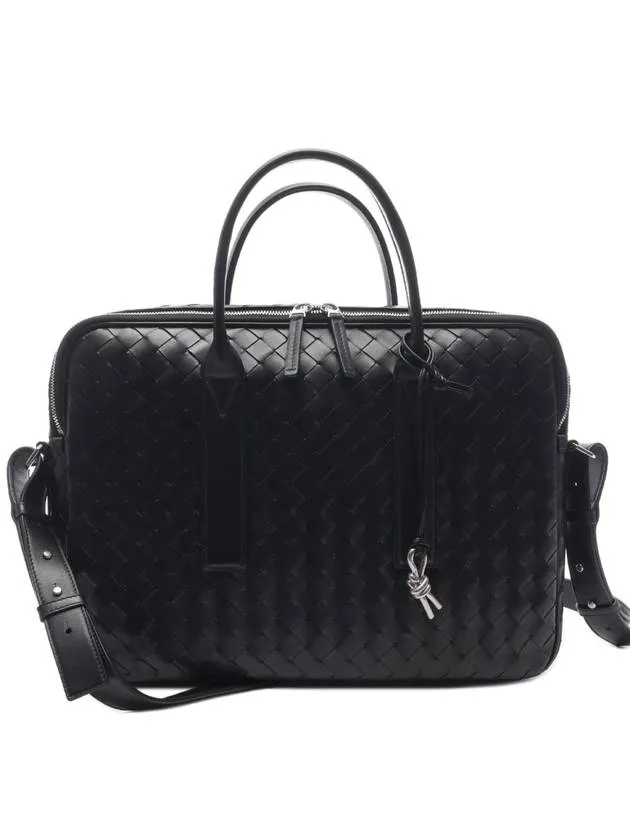 Bottega Veneta Getaway Leather Brief Case Black