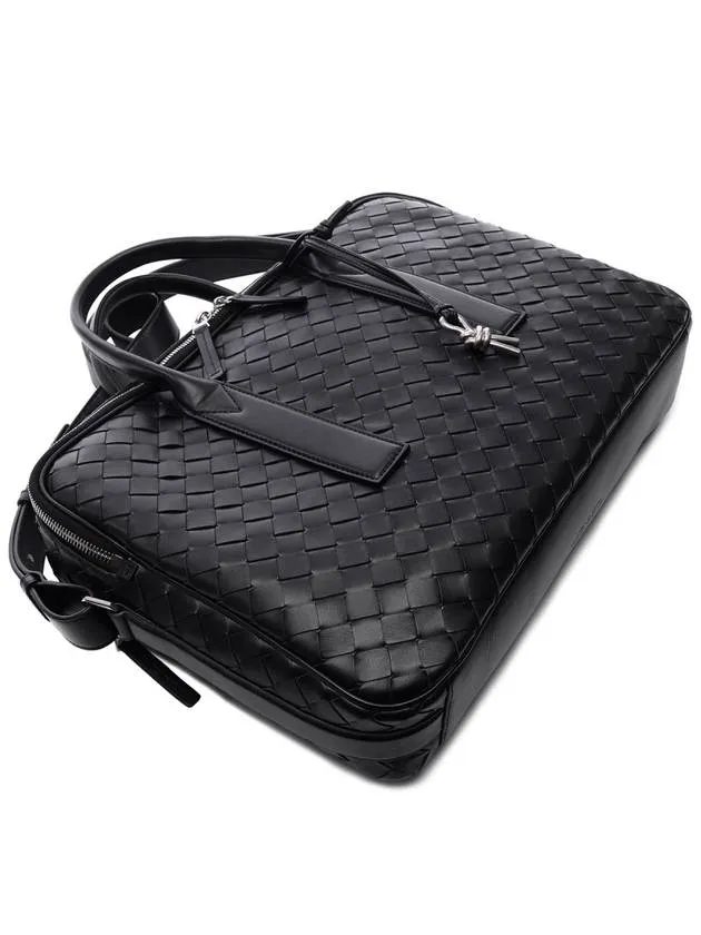 Bottega Veneta Getaway Leather Brief Case Black