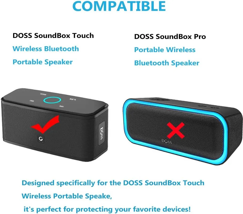 BOVKE Case for Doss SoundBox Touch Wireless Bluetooth Portable Speaker with HD Sound and Bass Protective Hard EVA Travel Shockproof Carrying Case Cover Storage Pouch Bag, Black