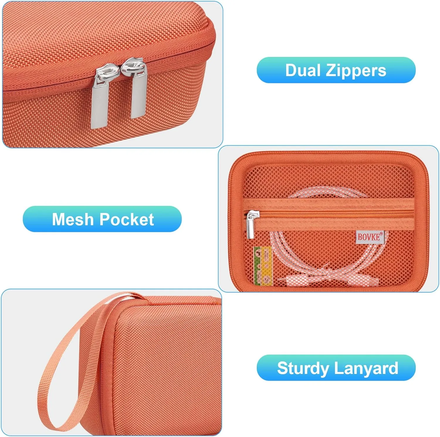 BOVKE Microscope Case Compatible with Microscope for Kids, 1000X Handheld Kids Microscope, Portable Mini Microscope for Kids Travel Case with Mesh Pocket for Date Cables and Sample Slides, Orange