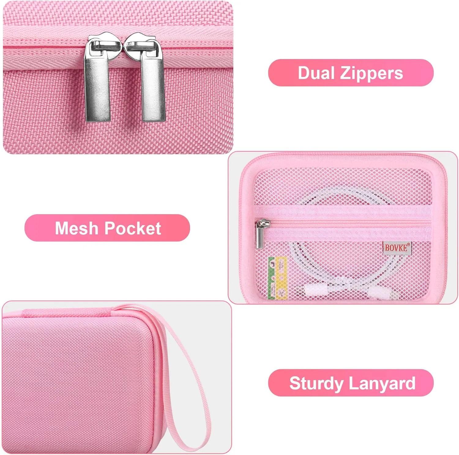 BOVKE Microscope Case Compatible with Microscope for Kids, 1000X Handheld Kids Microscope, Portable Mini Microscope for Kids Travel Case with Mesh Pocket for Date Cables and Sample Slides, Pink