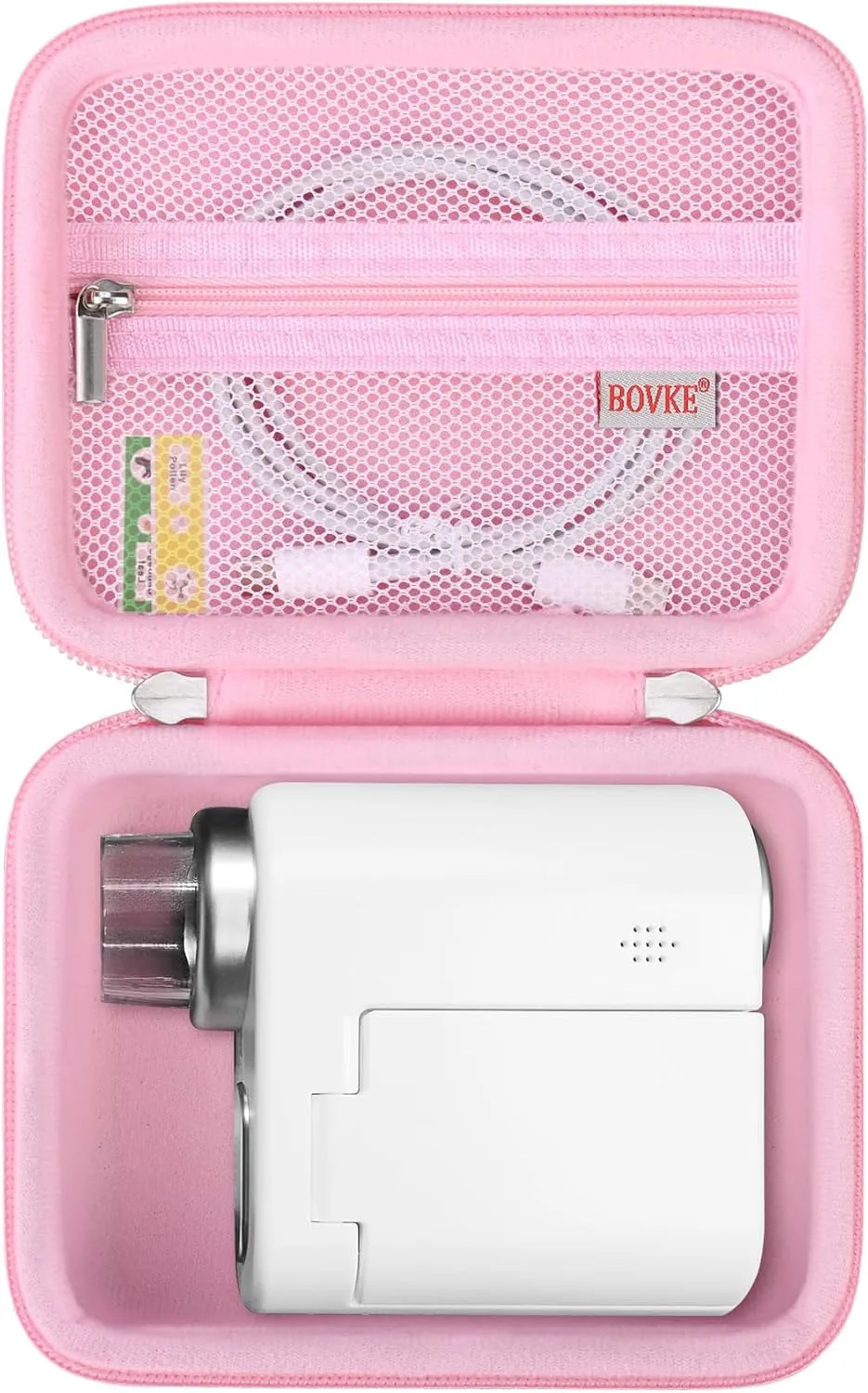 BOVKE Microscope Case Compatible with Microscope for Kids, 1000X Handheld Kids Microscope, Portable Mini Microscope for Kids Travel Case with Mesh Pocket for Date Cables and Sample Slides, Pink